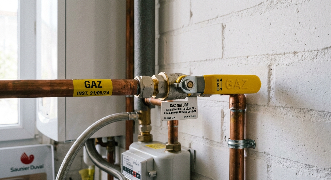 Mise en place robinets s&eacute;curit&eacute; gaz